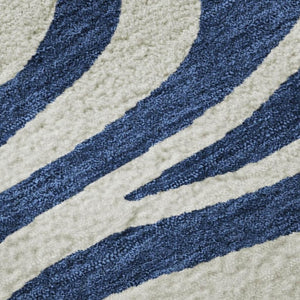 HomeRoots 10' Navy Blue & Ivory Animal Print Area Rug - Washable, UV-Protected, Durable for High-Traffic Spaces 681785