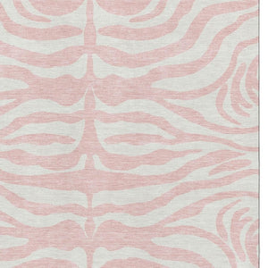 HomeRoots 5' X 8' Pink And Ivory Animal Print Washable Rug - Stylish, Durable, Easy-Care with UV Protection! 681787