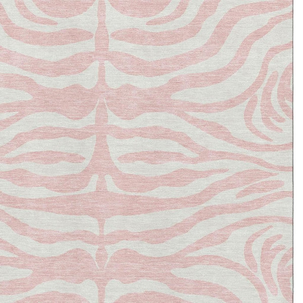 HomeRoots 5' X 8' Pink And Ivory Animal Print Washable Rug - Stylish, Durable, Easy-Care with UV Protection! 681787