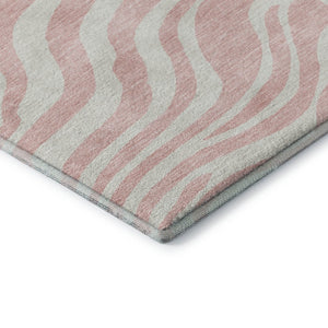 HomeRoots 8' Pink And Ivory Animal Print Round Rug - Washable, Durable, UV-Protected for Homes with Kids & Pets 681788