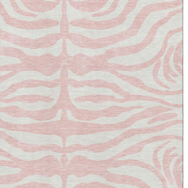 HomeRoots 8' X 10' Pink And Ivory Animal Print Washable Area Rug - Stylish, Durable, Stain Resistant & UV Protected! 681789