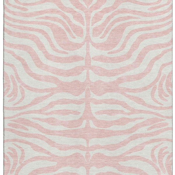 HomeRoots 8' X 10' Pink And Ivory Animal Print Washable Area Rug - Stylish, Durable, Stain Resistant & UV Protected! 681789