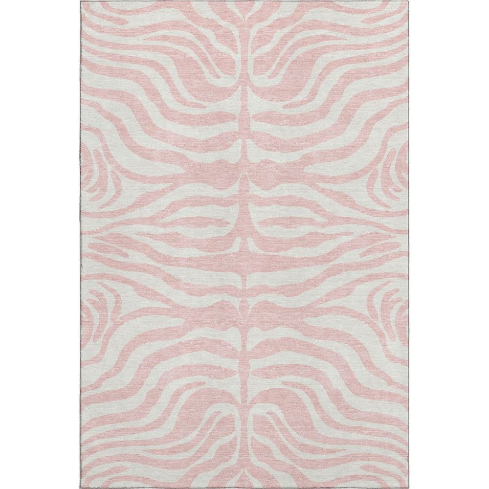 HomeRoots 9' X 12' Pink and Ivory Animal Print Area Rug - Soft, Washable, UV-Protected, Pet-Friendly Design 681790