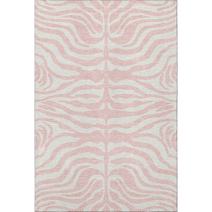 HomeRoots 9' X 12' Pink and Ivory Animal Print Area Rug - Soft, Washable, UV-Protected, Pet-Friendly Design 681790