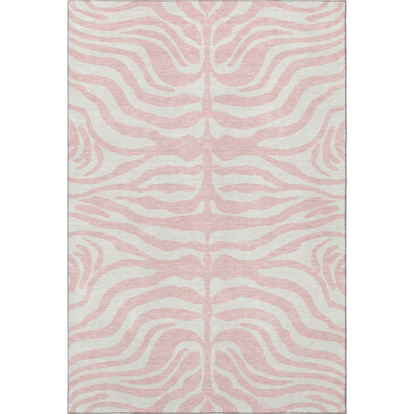 HomeRoots 9' X 12' Pink and Ivory Animal Print Area Rug - Soft, Washable, UV-Protected, Pet-Friendly Design 681790
