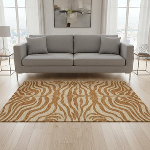 HomeRoots 5' X 8' Stylish Rust and Beige Animal Print Area Rug with UV Protection for Easy Care and Durability 681793