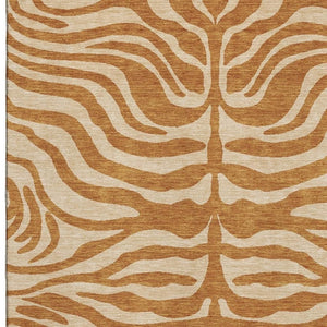 HomeRoots 5' X 8' Stylish Rust and Beige Animal Print Area Rug with UV Protection for Easy Care and Durability 681793