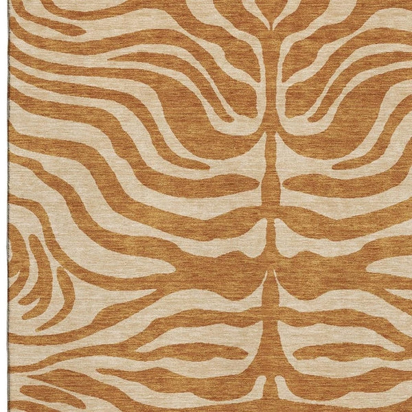 HomeRoots 5' X 8' Stylish Rust and Beige Animal Print Area Rug with UV Protection for Easy Care and Durability 681793