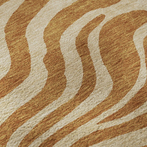 HomeRoots 8' Washable Round Rug in Rust and Beige - Stylish Animal Print with UV Protection & Stain Resistance 681794