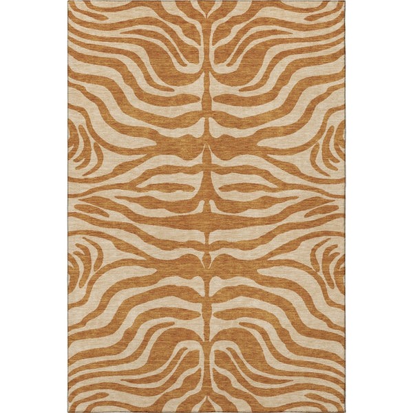 HomeRoots 8' X 10' Stylish Rust & Beige Animal Print Area Rug - Washable, UV-Protected & Perfect for Kids! 681795