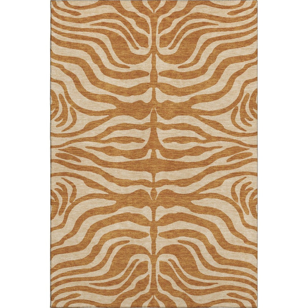 HomeRoots 10' X 14' Stylish Rust & Beige Animal Print Area Rug – Washable, Stain Resistant, UV Protected Design 681797