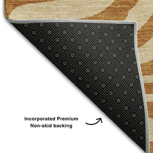 HomeRoots 10' X 14' Stylish Rust & Beige Animal Print Area Rug – Washable, Stain Resistant, UV Protected Design 681797