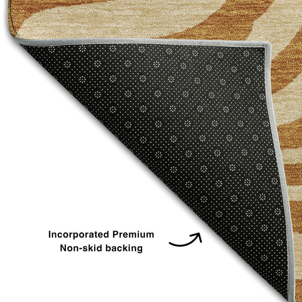 HomeRoots 10' X 14' Stylish Rust & Beige Animal Print Area Rug – Washable, Stain Resistant, UV Protected Design 681797