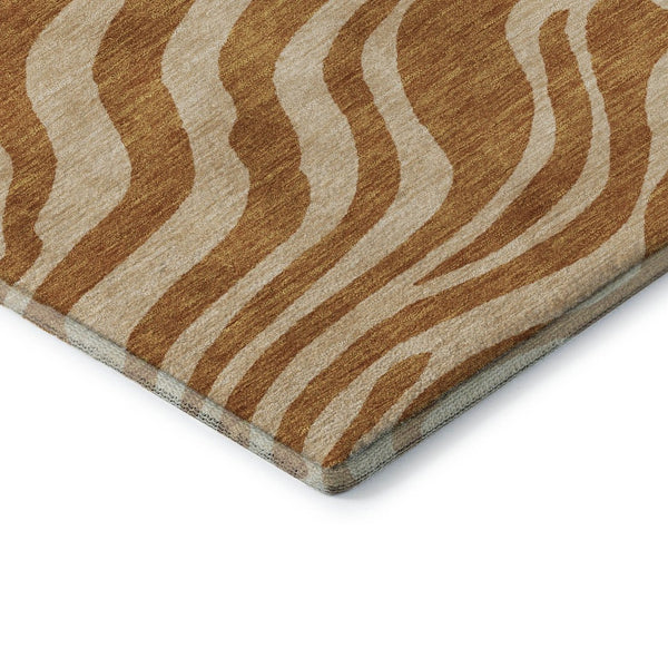 HomeRoots 10' X 14' Stylish Rust & Beige Animal Print Area Rug – Washable, Stain Resistant, UV Protected Design 681797