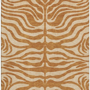 HomeRoots 10' X 14' Stylish Rust & Beige Animal Print Area Rug – Washable, Stain Resistant, UV Protected Design 681797