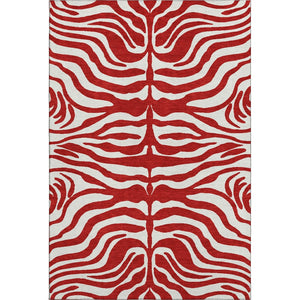 HomeRoots 5' X 8' Red And Ivory Animal Print Area Rug - Stylish, Washable, UV-Protected for Everyday Use! 681799