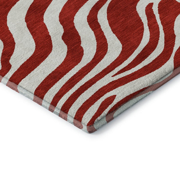 HomeRoots 5' X 8' Red And Ivory Animal Print Area Rug - Stylish, Washable, UV-Protected for Everyday Use! 681799