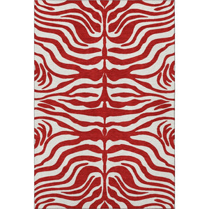 HomeRoots 5' X 8' Red And Ivory Animal Print Area Rug - Stylish, Washable, UV-Protected for Everyday Use! 681799