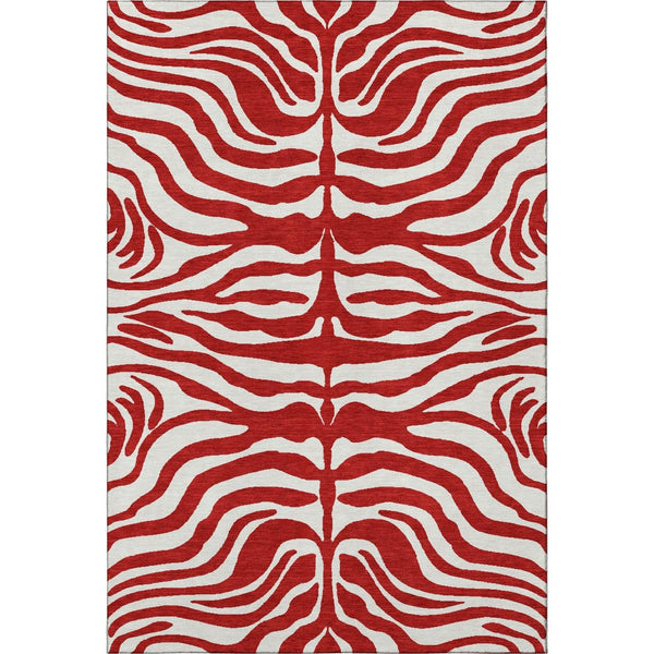 HomeRoots 5' X 8' Red And Ivory Animal Print Area Rug - Stylish, Washable, UV-Protected for Everyday Use! 681799