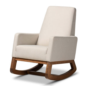 Baxton Studio Baxton Studio Yashiya Mid-Century Rocking Chair - Light Beige Upholstered Comfort for Any Space BBT5199-Light Beige