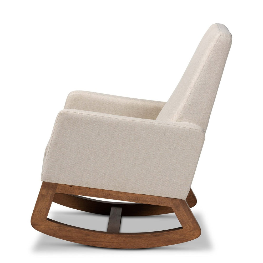 Baxton Studio Baxton Studio Yashiya Mid-Century Rocking Chair - Light Beige Upholstered Comfort for Any Space BBT5199-Light Beige