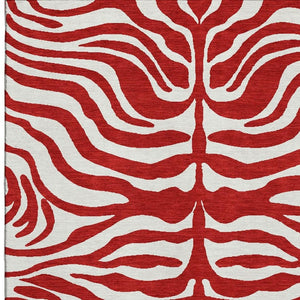 HomeRoots 8' X 10' Red & Ivory Animal Print Area Rug - Stylish, Washable & UV-Protected for Busy Homes 681801