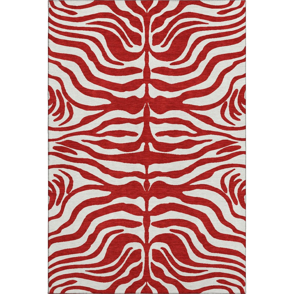 HomeRoots 9' X 12' Vibrant Red and Ivory Animal Print Area Rug - Washable, UV-Protected, Stylish & Durable! 681802