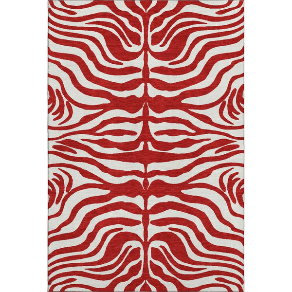 HomeRoots 9' X 12' Vibrant Red and Ivory Animal Print Area Rug - Washable, UV-Protected, Stylish & Durable! 681802