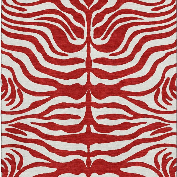 HomeRoots 9' X 12' Vibrant Red and Ivory Animal Print Area Rug - Washable, UV-Protected, Stylish & Durable! 681802