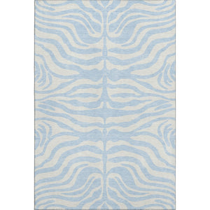 HomeRoots 5' X 8' Sky Blue & Ivory Animal Print Washable Area Rug - Durable, UV Protected & Easy Care Design 681805