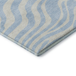 HomeRoots 5' X 8' Sky Blue & Ivory Animal Print Washable Area Rug - Durable, UV Protected & Easy Care Design 681805