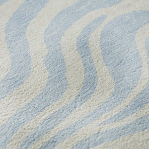 HomeRoots 8' Sky Blue & Ivory Animal Print Round Rug - Washable, UV-Protected, Durable, Ideal for Busy Homes 681806