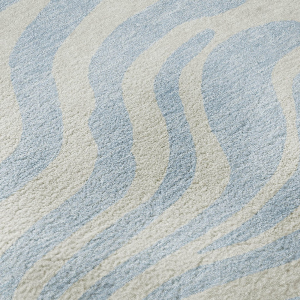 HomeRoots 9' X 12' Sky Blue & Ivory Animal Print Area Rug - Durable, Washable, UV-Protected for High-Traffic Areas 681808