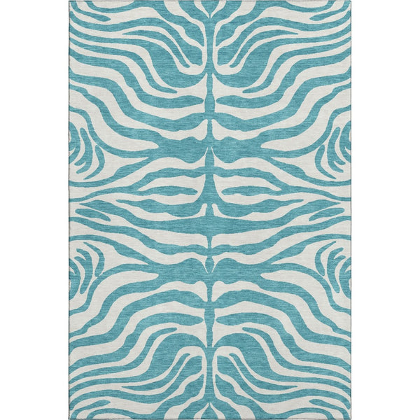 HomeRoots 9' X 12' Teal and Ivory Animal Print Area Rug - Washable, UV Protected, Perfect for Families! 681814