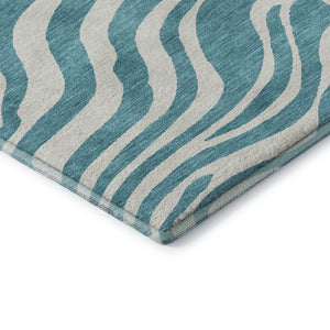 HomeRoots 9' X 12' Teal and Ivory Animal Print Area Rug - Washable, UV Protected, Perfect for Families! 681814