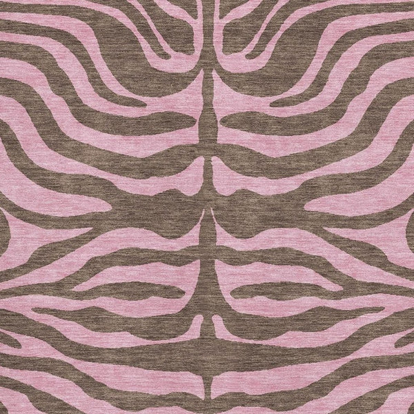 HomeRoots 5' X 8' Stylish Brown and Pink Animal Print Area Rug – Washable, UV Resistant, Perfect for Homes! 681817