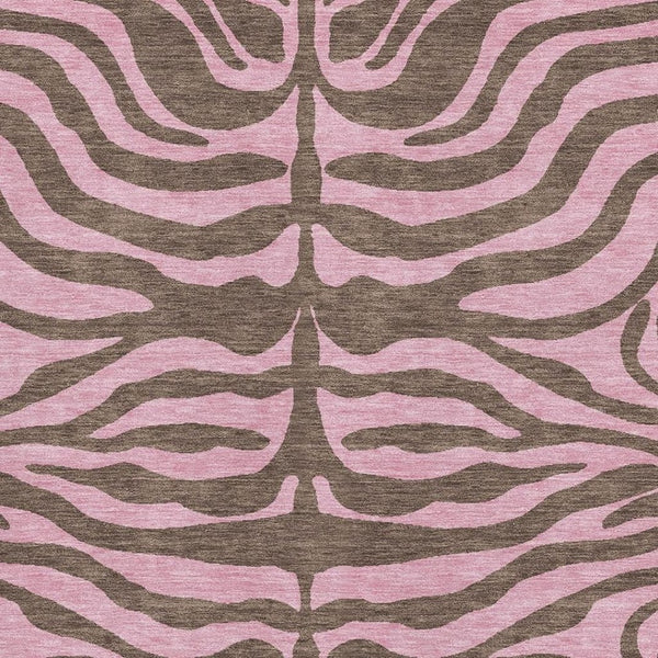 HomeRoots 9' X 12' Stylish Brown & Pink Animal Print Area Rug – Washable, UV Protected for Busy Homes! 681820