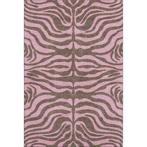 HomeRoots 10' Stylish Brown & Pink Animal Print Washable Area Rug – Durable, UV Protected & Easy Care for Homes! 681821