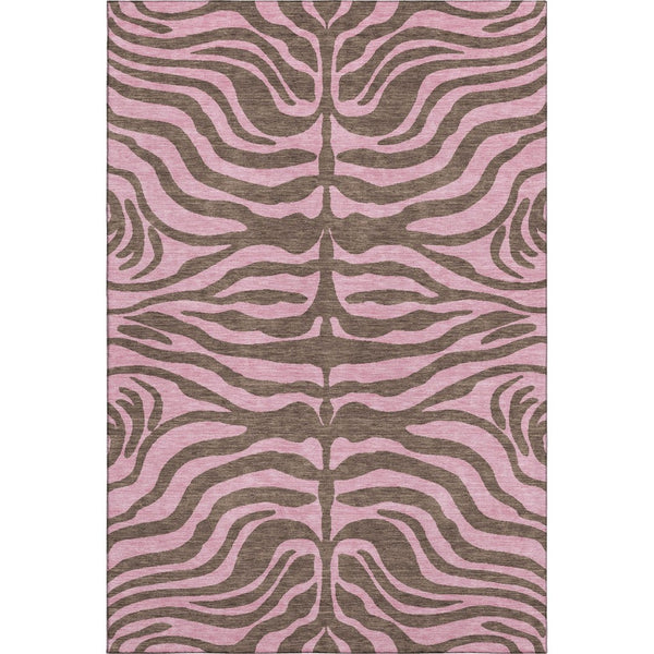 HomeRoots 10' Stylish Brown & Pink Animal Print Washable Area Rug – Durable, UV Protected & Easy Care for Homes! 681821
