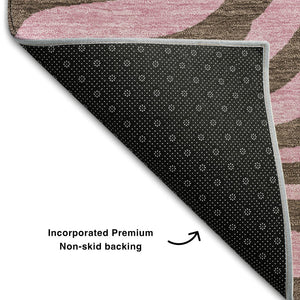HomeRoots 10' Stylish Brown & Pink Animal Print Washable Area Rug – Durable, UV Protected & Easy Care for Homes! 681821