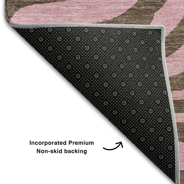HomeRoots 10' Stylish Brown & Pink Animal Print Washable Area Rug – Durable, UV Protected & Easy Care for Homes! 681821