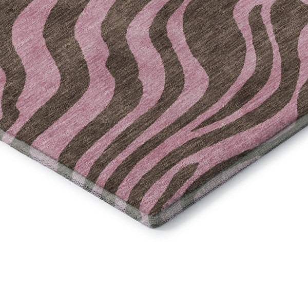 HomeRoots 10' Stylish Brown & Pink Animal Print Washable Area Rug – Durable, UV Protected & Easy Care for Homes! 681821