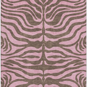 HomeRoots 10' Stylish Brown & Pink Animal Print Washable Area Rug – Durable, UV Protected & Easy Care for Homes! 681821