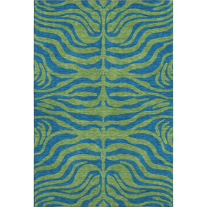 HomeRoots 9' X 12' Washable Green & Navy Blue Animal Print Area Rug with UV Protection for High-Traffic Spaces 681826