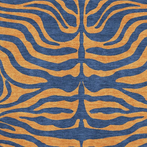 HomeRoots 8' X 10' Navy Blue & Orange Animal Print Washable Area Rug - Stylish, Durable & UV Protected Design 681831