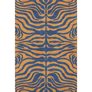 HomeRoots 10' Navy Blue & Orange Animal Print Area Rug - Washable, UV Protected, Stylish & Durable for Homes 681833