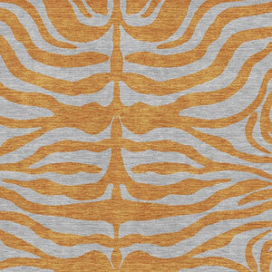 HomeRoots 5' X 8' Stylish Orange & Gray Animal Print Area Rug – Washable, UV-Protected, Stain-Resistant Design! 681835