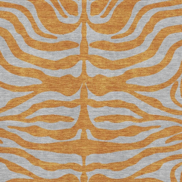 HomeRoots 8' X 10' Vibrant Orange & Gray Animal Print Washable Area Rug with UV Protection for Busy Homes 681837