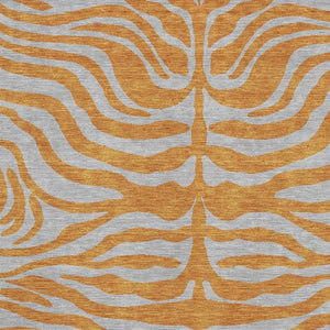 HomeRoots 9' X 12' Animal Print Area Rug in Vibrant Orange & Gray – Washable, Stain-Resistant, and UV Protected 681838