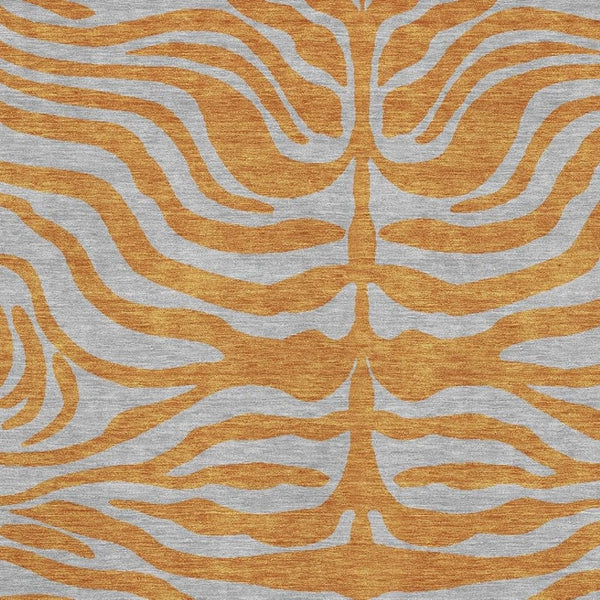 HomeRoots 9' X 12' Animal Print Area Rug in Vibrant Orange & Gray – Washable, Stain-Resistant, and UV Protected 681838